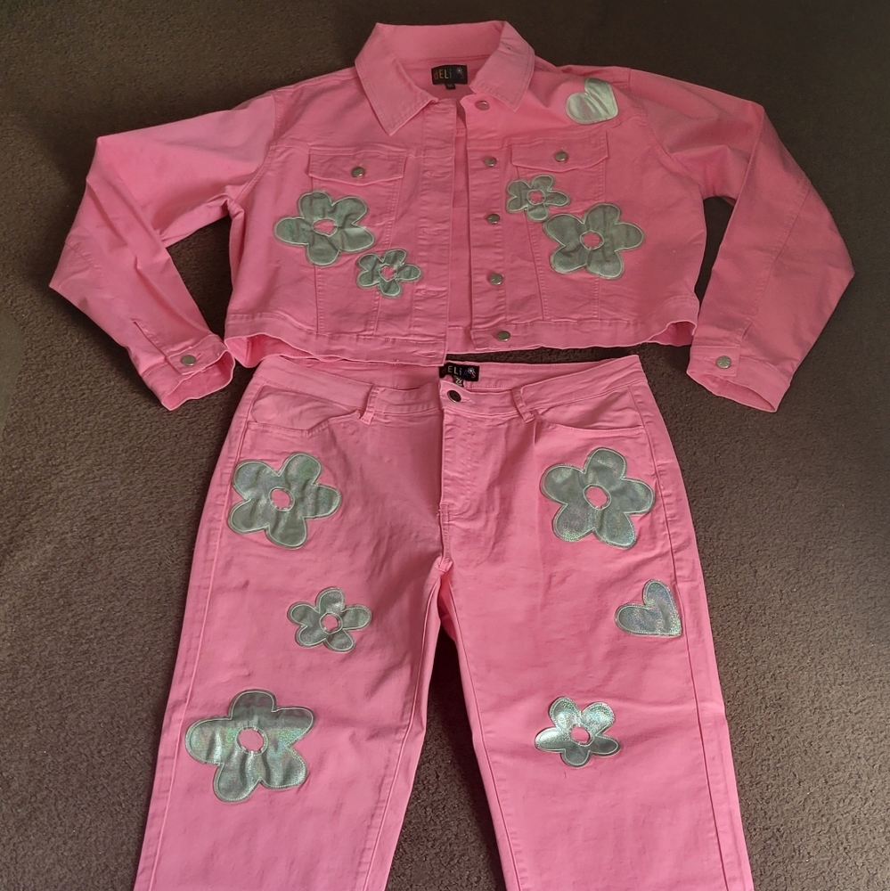 2PC Delia's Pink with Silver Detail Pant Set